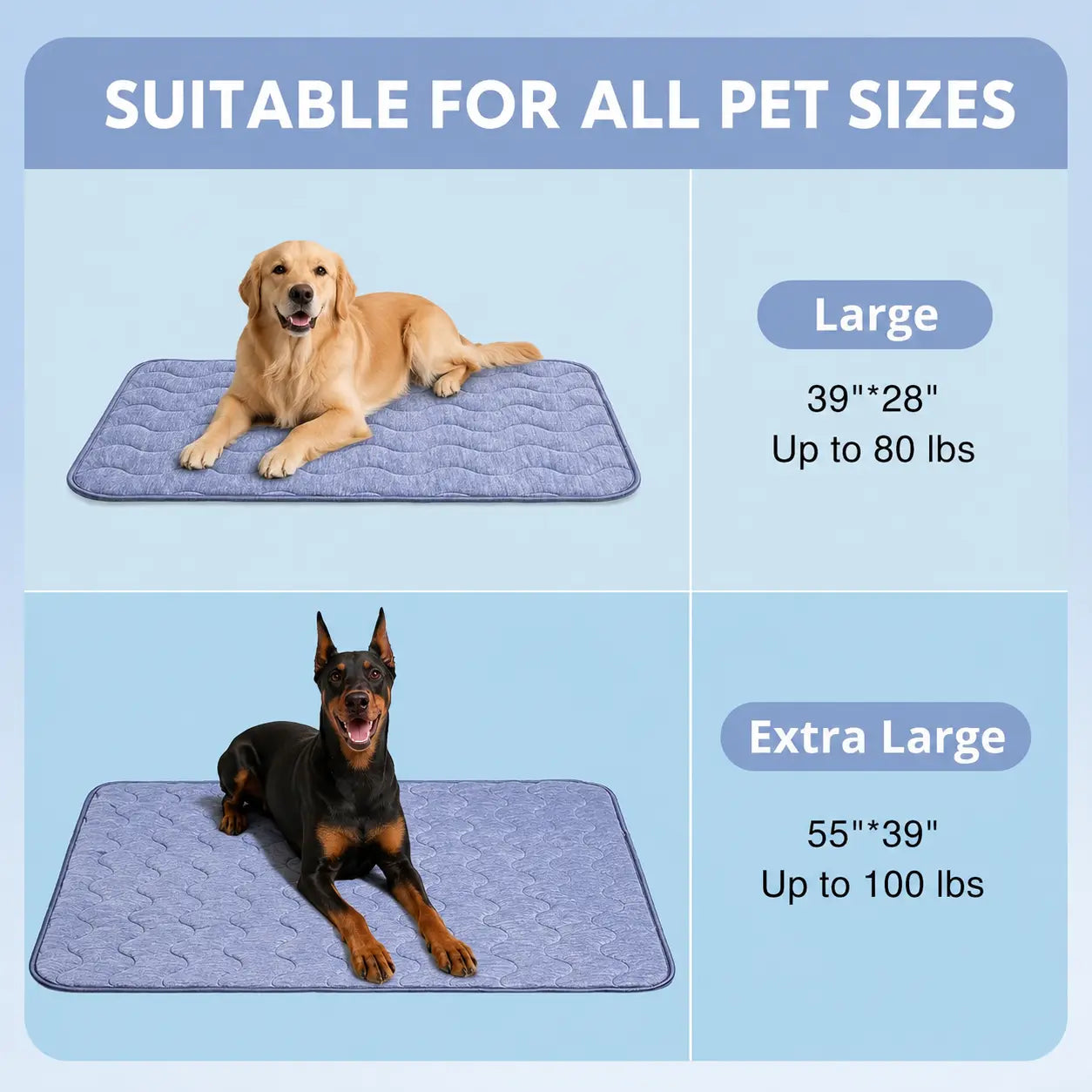 cooling mat for dogs – q-max>0.45 washable pet cooling pad, no gel, no electric, non-slip summer crate bed for large dogs