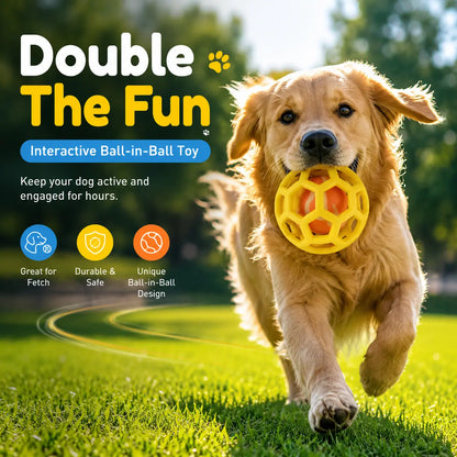 3 Pack Soft TPR Hollow Dog Toy Balls with Built-In Tennis Ball, Floating Interactive Fetch Chew Toy for Dental Cleaning, Suitable for Small Medium Large Dogs Indoor Outdoor Pool Play Indoor Training Ball