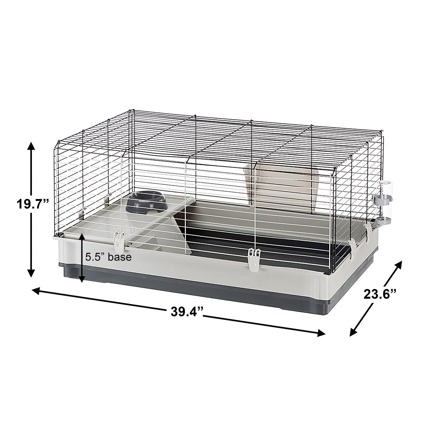 krolik rabbit cage | 39.4l x 23.6w x 19.7h inches | gray & black