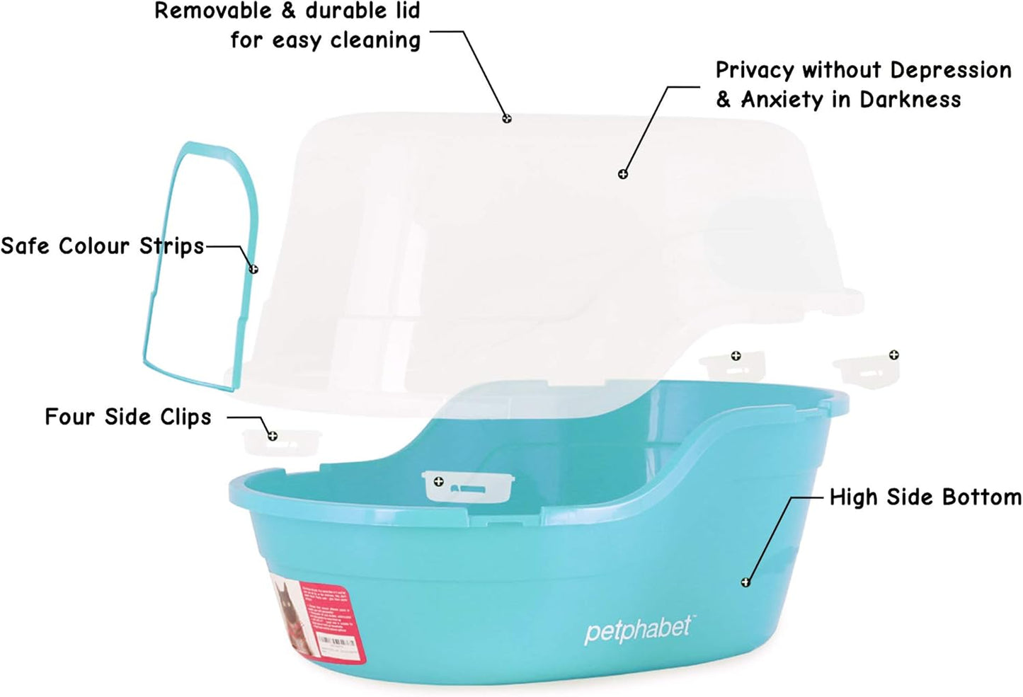 jumbo hooded cat litter box, extra large, teal