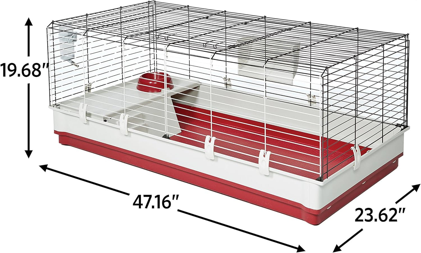 deluxe rabbit & guinea pig cage, x-large, white & red