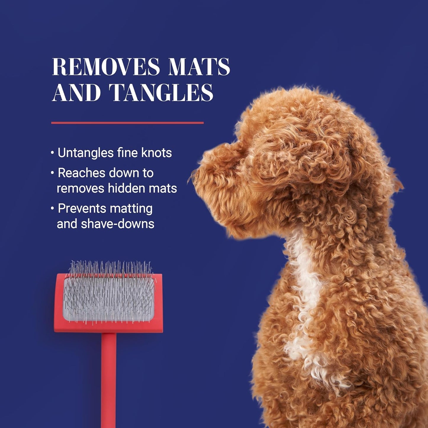 big g dog slicker brush for dogs (goldendoodles, labradoodles, poodles), groom like a professional, fluff detangle style, saves time energy, coral, large