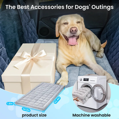 REEVAA Dog Bed Mat for Car Backseat [Extra-Thick & Chew-Resistant], Road Trip Bed to Fully Protect Dog'S Safety, Fits Trucks/Suvs Back Seat Cover Extenders, Grey, 54X24X1.8 Inch