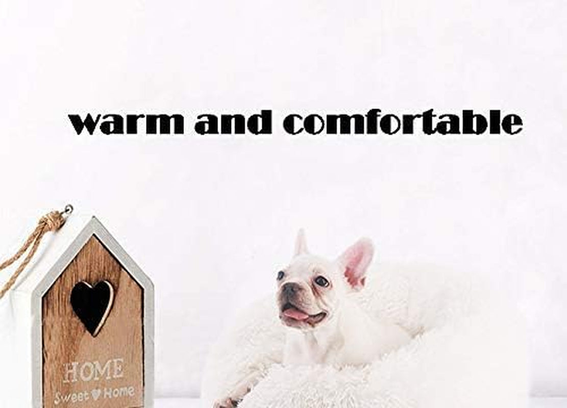 cat bed for indoor cats,mini plush self warming kitten bed, 20 inch | soft round fluffy dog bed and cat nest for kittens and small dogs, cozy medium bed for indoor and warm autumn or winter sleep