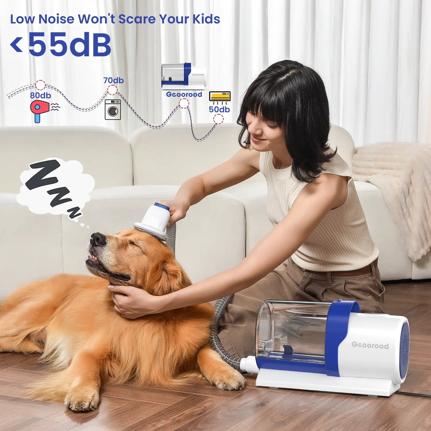 【geoorood】 geoorood dog grooming all-in-one kit with vacuum brush 2.5l large pog, stainless steel blades lightweight design 13kpa suction force portable cleaning set#dealsforyoudays #summerwins