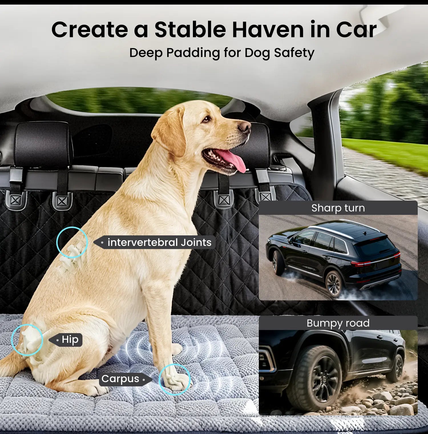 REEVAA Dog Bed Mat for Car Backseat [Extra-Thick & Chew-Resistant], Road Trip Bed to Fully Protect Dog'S Safety, Fits Trucks/Suvs Back Seat Cover Extenders, Grey, 54X24X1.8 Inch