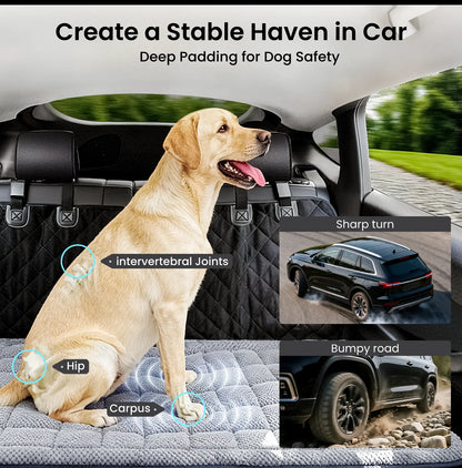 REEVAA Dog Bed Mat for Car Backseat [Extra-Thick & Chew-Resistant], Road Trip Bed to Fully Protect Dog'S Safety, Fits Trucks/Suvs Back Seat Cover Extenders, Grey, 54X24X1.8 Inch