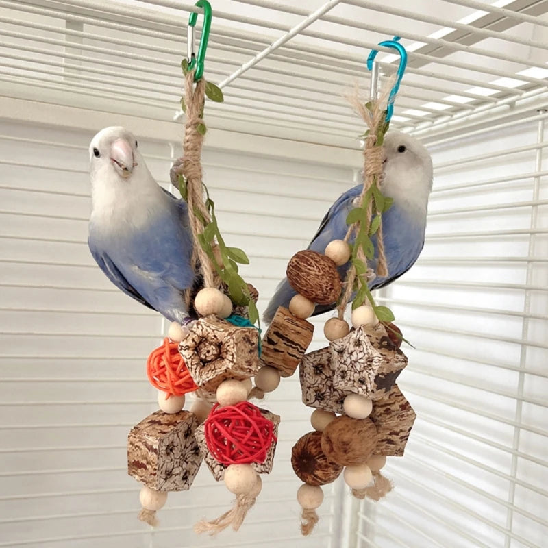 colorful hanging parrot bird molar toy articles parrot bite pet bird toy for parrot training bird swing biting toy