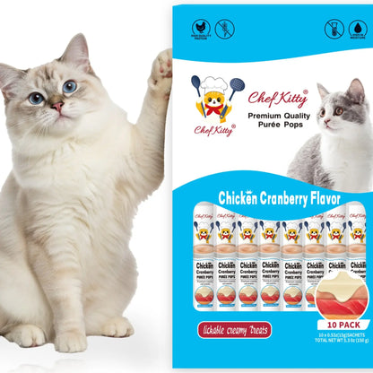 Cat Treats Lickable | Grain-Free Cat Food Toppers, High Protein | Creamy Puree Squeeze Ups with Vitamin E & Taurine, Digestible Formula | 0.5 Oz. Each Tube | 10 Tubes