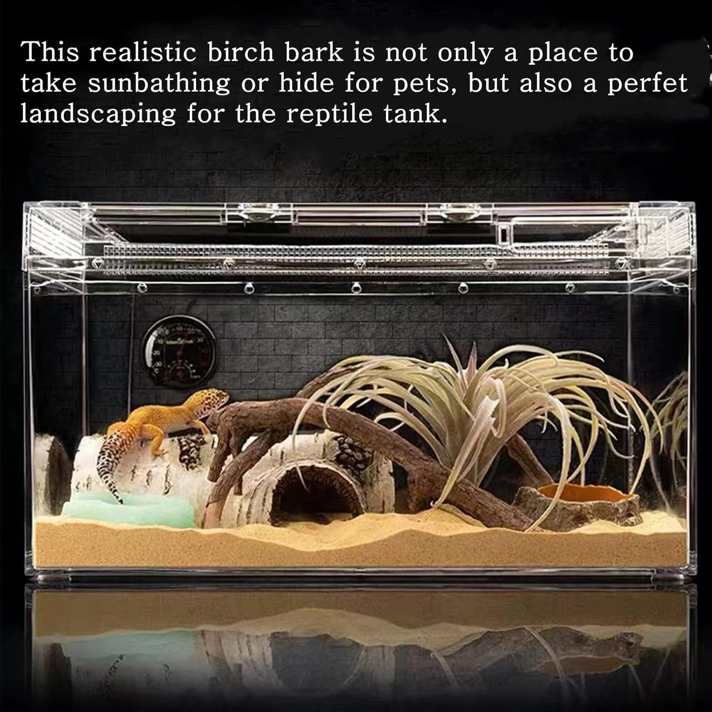 reptile hides and caves birch tree bark trunk habitats decor aquarium decoration wood for lizard geckos snake spiders frogs turtle (small)