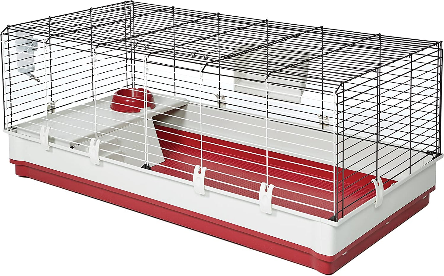 deluxe rabbit & guinea pig cage, x-large, white & red