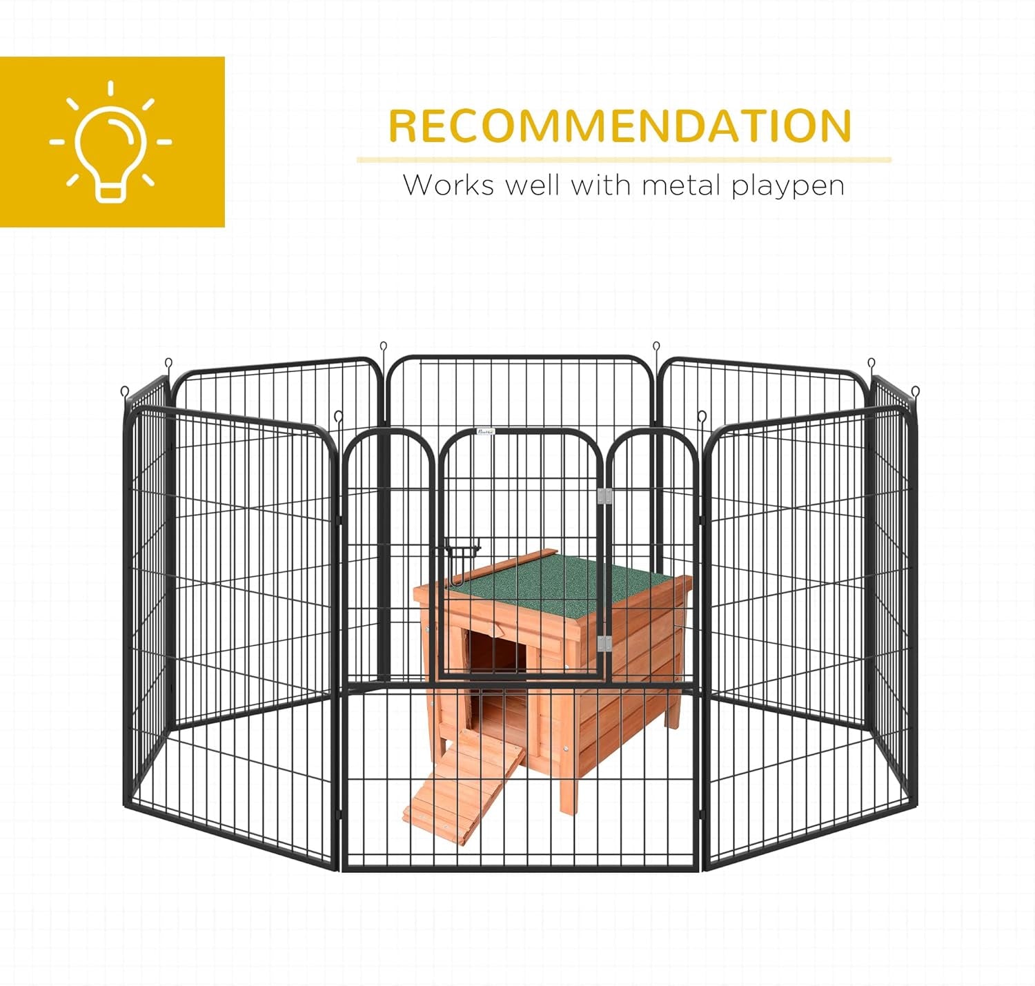 Small Wooden Rabbit Hutch Bunny Cage Guinea Pig Cage Duck House Dog House with Openable & Waterproof Roof, Natural