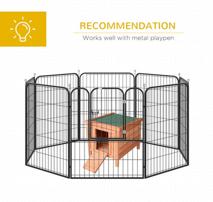 Small Wooden Rabbit Hutch Bunny Cage Guinea Pig Cage Duck House Dog House with Openable & Waterproof Roof, Natural