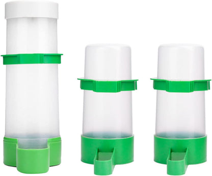 Bird Feeder, Bird Water Dispenser for Cage, 2PCS Automatic Bird Water Feeder with 1PCS Food Feeder for Cage Pet Parrot Budgie Lovebirds Cockatiel Automatic Bird Feeder (2Pcs 60Ml + 1Pcs 150Ml)
