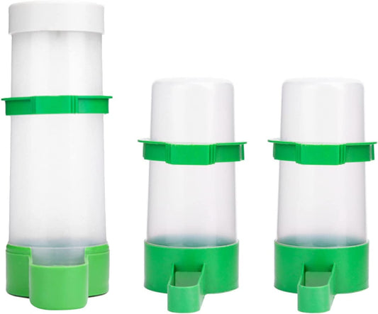 Bird Feeder, Bird Water Dispenser for Cage, 2PCS Automatic Bird Water Feeder with 1PCS Food Feeder for Cage Pet Parrot Budgie Lovebirds Cockatiel Automatic Bird Feeder (2Pcs 60Ml + 1Pcs 150Ml)