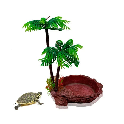 Pet Reptile Feeder Bowl Resin Aquarium Basin Food Water Pot Reptile Turtle Tortoise Scorpion Lizard Crabs Supplies Dropshipping
