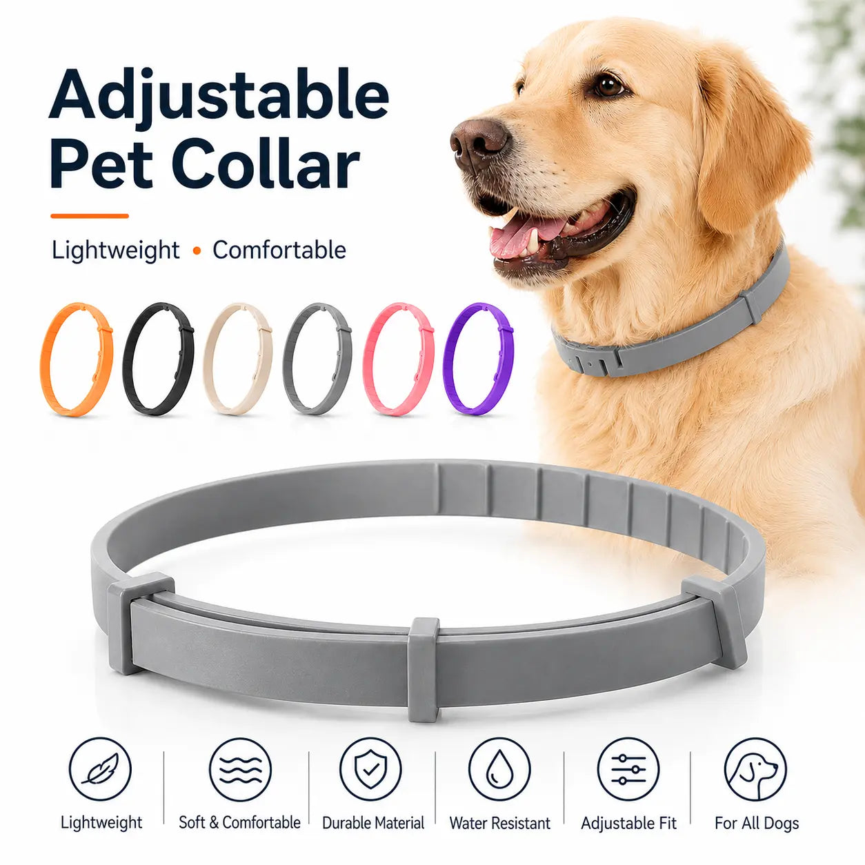 dog collar for large dogs over 18 lbs, adjustable fresh scent lightweight pet collar for everyday wear, walks & outdoor use