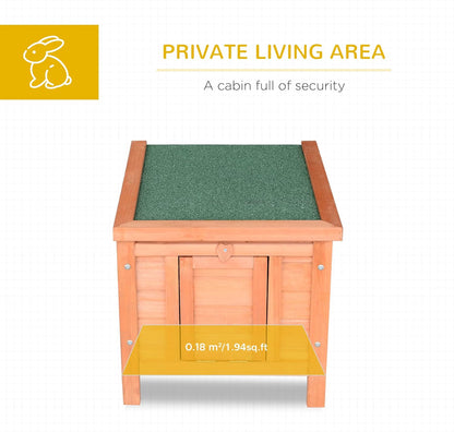 Small Wooden Rabbit Hutch Bunny Cage Guinea Pig Cage Duck House Dog House with Openable & Waterproof Roof, Natural