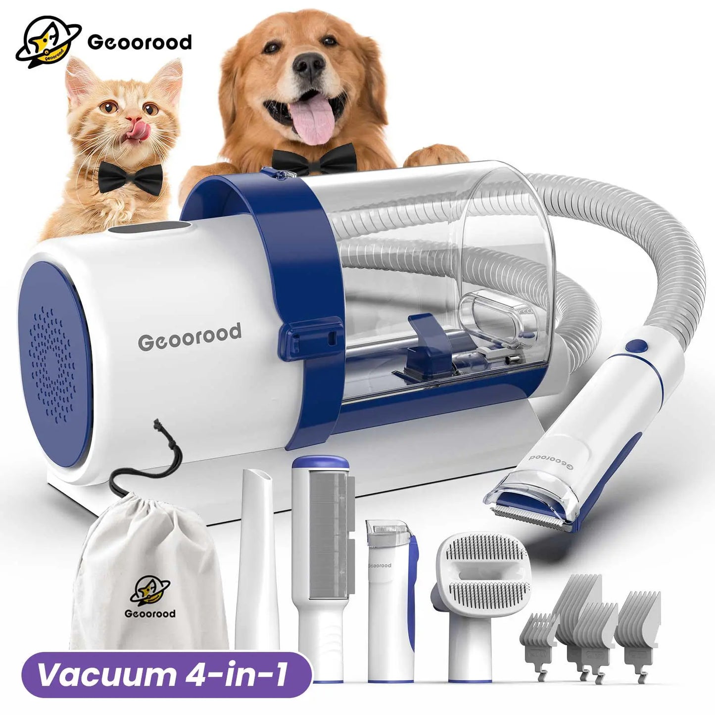 【geoorood】 geoorood dog grooming all-in-one kit with vacuum brush 2.5l large pog, stainless steel blades lightweight design 13kpa suction force portable cleaning set#dealsforyoudays #summerwins