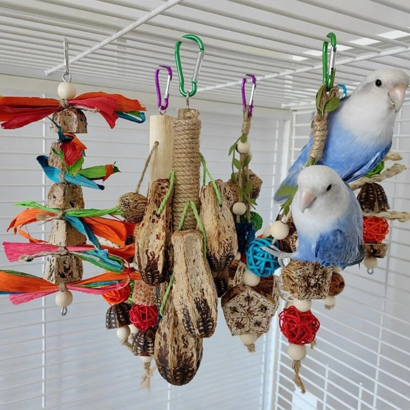 colorful hanging parrot bird molar toy articles parrot bite pet bird toy for parrot training bird swing biting toy