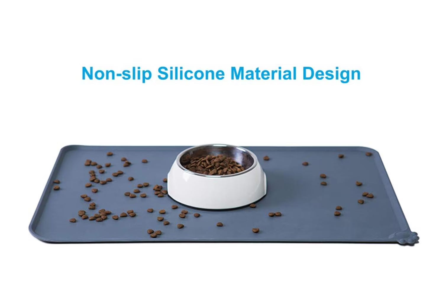 Silicone Waterproof Dog Cat Pet Food Mats Tray -FDA Grade Dog Pet Cat Feeding Mat-Blue