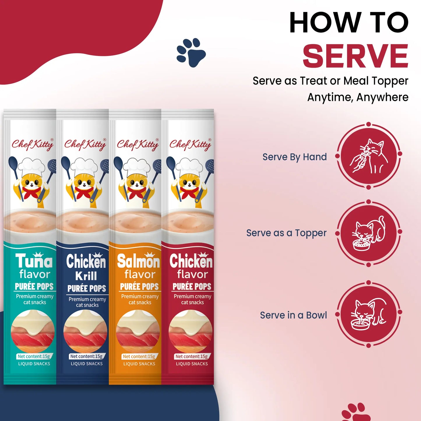 cat treats lickable | grain-free cat food toppers, high protein | creamy puree squeeze ups with vitamin e & taurine, digestible formula | 0.5 oz. each tube | 10 tubes