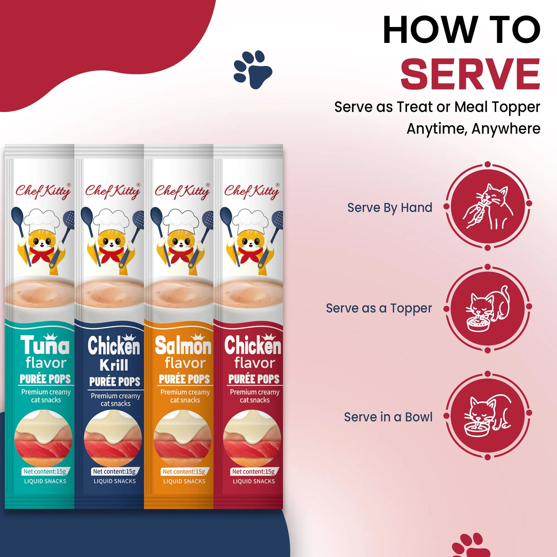 Cat Treats Lickable | Grain-Free Cat Food Toppers, High Protein | Creamy Puree Squeeze Ups with Vitamin E & Taurine, Digestible Formula | 0.5 Oz. Each Tube | 10 Tubes