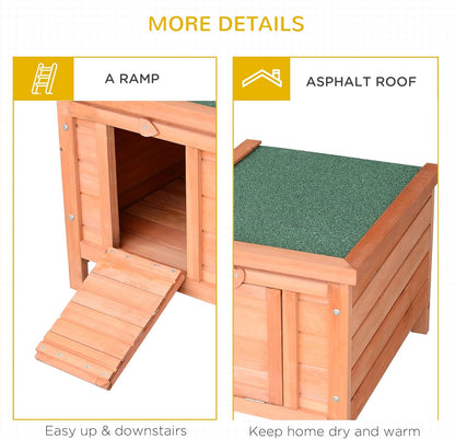 Small Wooden Rabbit Hutch Bunny Cage Guinea Pig Cage Duck House Dog House with Openable & Waterproof Roof, Natural