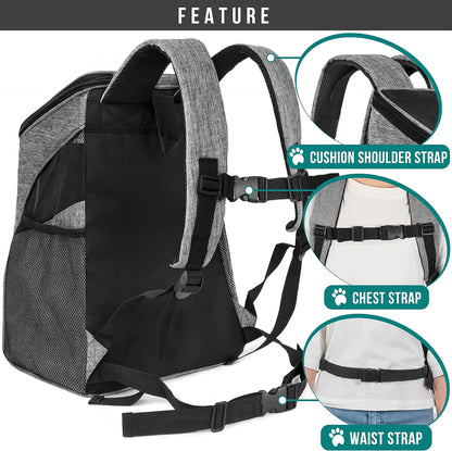 Cat Backpack Carrier, Airline Approved Pet Carrier Backpack for Small Dogs and Large Cats, Soft Sided Collapsible Ventilated with Sherpa Bed for Hiking Travel, Max 18 Lbs, Heather Gray
