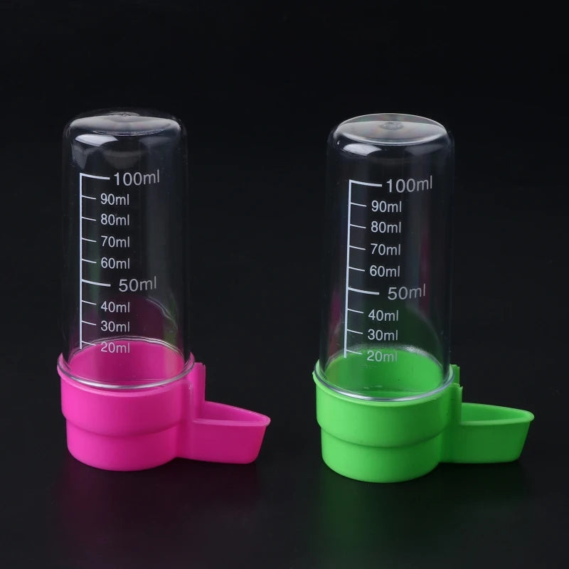 2 pieces bird feeder plastic water food dispenser for parrot parakeet cockatiel conure lovebird easy to use 100ml 60ml
