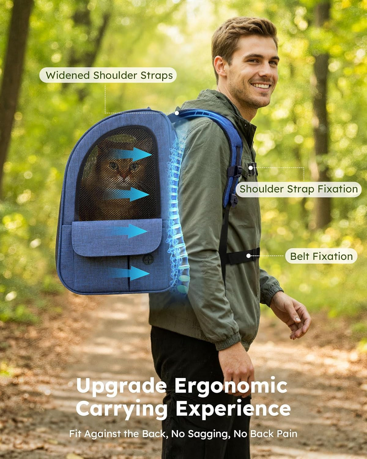 cat carrier backpack expandable, cat backpack with breathable window | durable oxford cloth, lockable zipper,use for pet under 11 lbs to travel