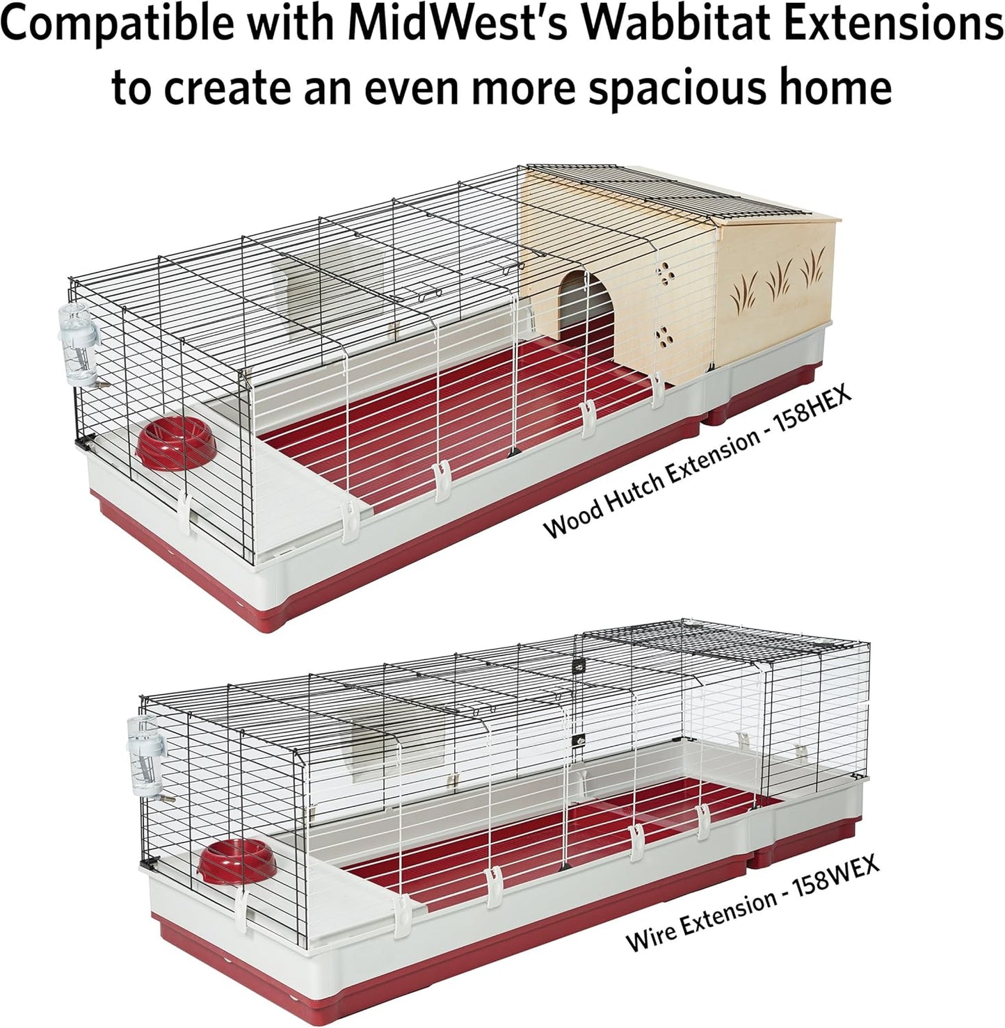 deluxe rabbit & guinea pig cage, x-large, white & red