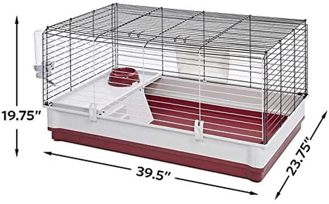 158 wabbitat deluxe rabbit home, rabbit cage, 39.5 l x 23.75 w x 19.75 h inch, maroon/white