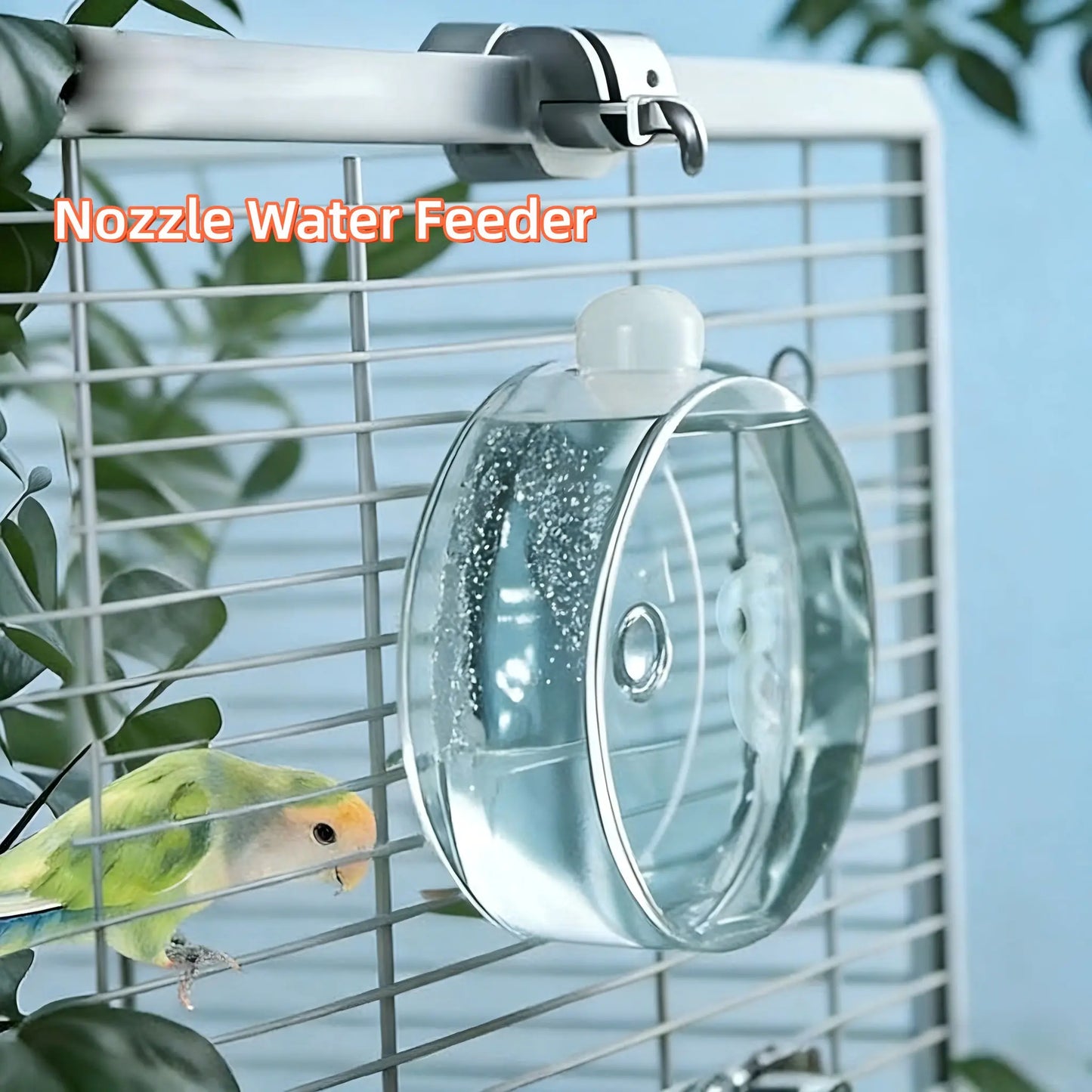parrot pin valve water drinker, space capsule design, instant water no leak, large capacity automatic bird water bottle, nozzle water feeder, animal bird feeder