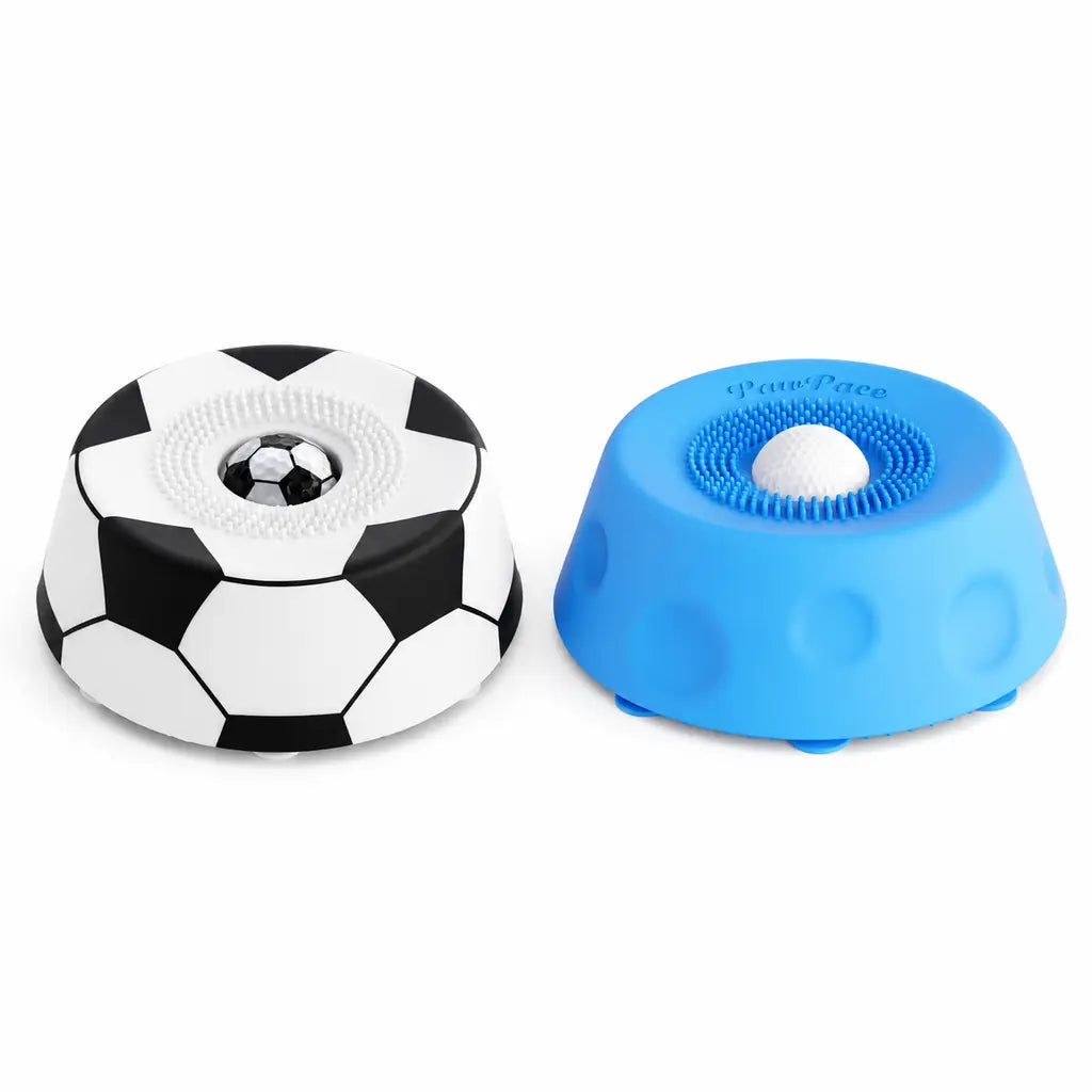 pawpace multi purpose dog bowl,no mess dog liquid slow feeder,easy clean lick bowl mat with ball ,8 extra large suction cups,no mess liquid treat enrichment bowl for dogs,dishwasher safe,blue