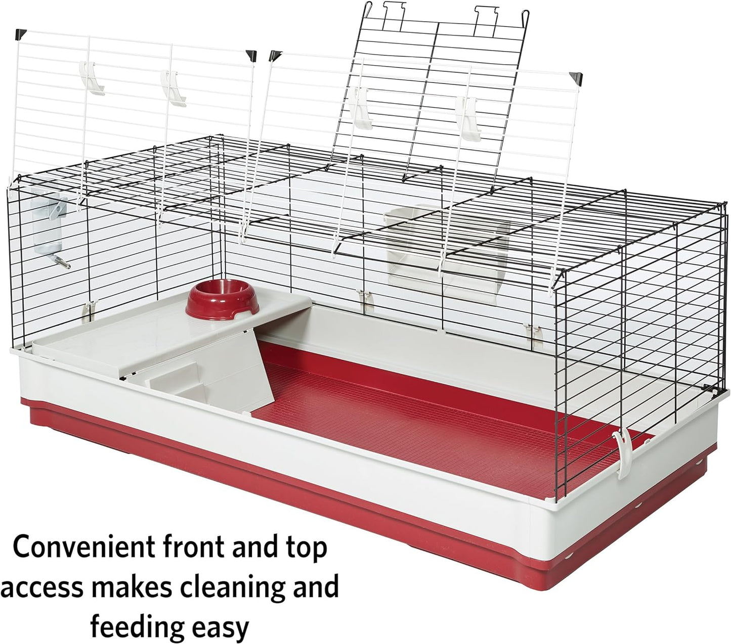 deluxe rabbit & guinea pig cage, x-large, white & red