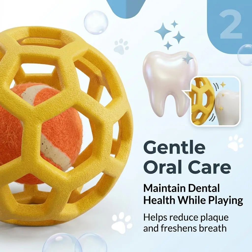 3 pack soft tpr hollow dog toy balls with built-in tennis ball, floating interactive fetch chew toy for dental cleaning, suitable for small medium large dogs indoor outdoor pool play indoor training ball