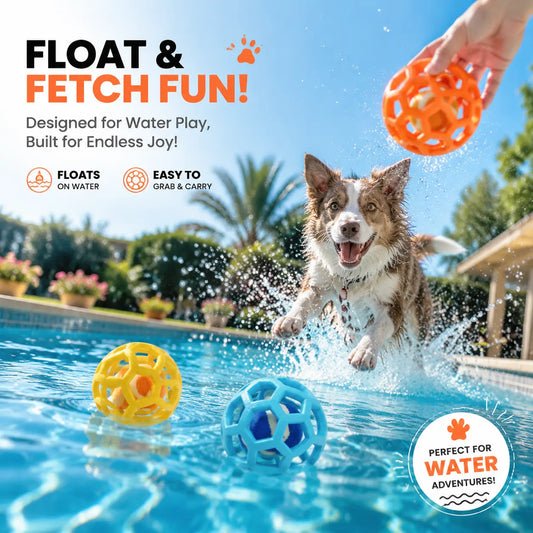 3 Pack Soft TPR Hollow Dog Toy Balls with Built-In Tennis Ball, Floating Interactive Fetch Chew Toy for Dental Cleaning, Suitable for Small Medium Large Dogs Indoor Outdoor Pool Play Indoor Training Ball