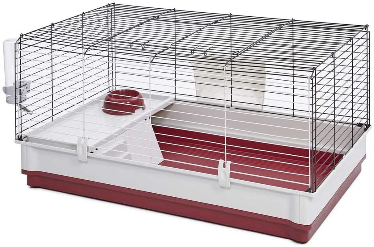 158 wabbitat deluxe rabbit home, rabbit cage, 39.5 l x 23.75 w x 19.75 h inch, maroon/white