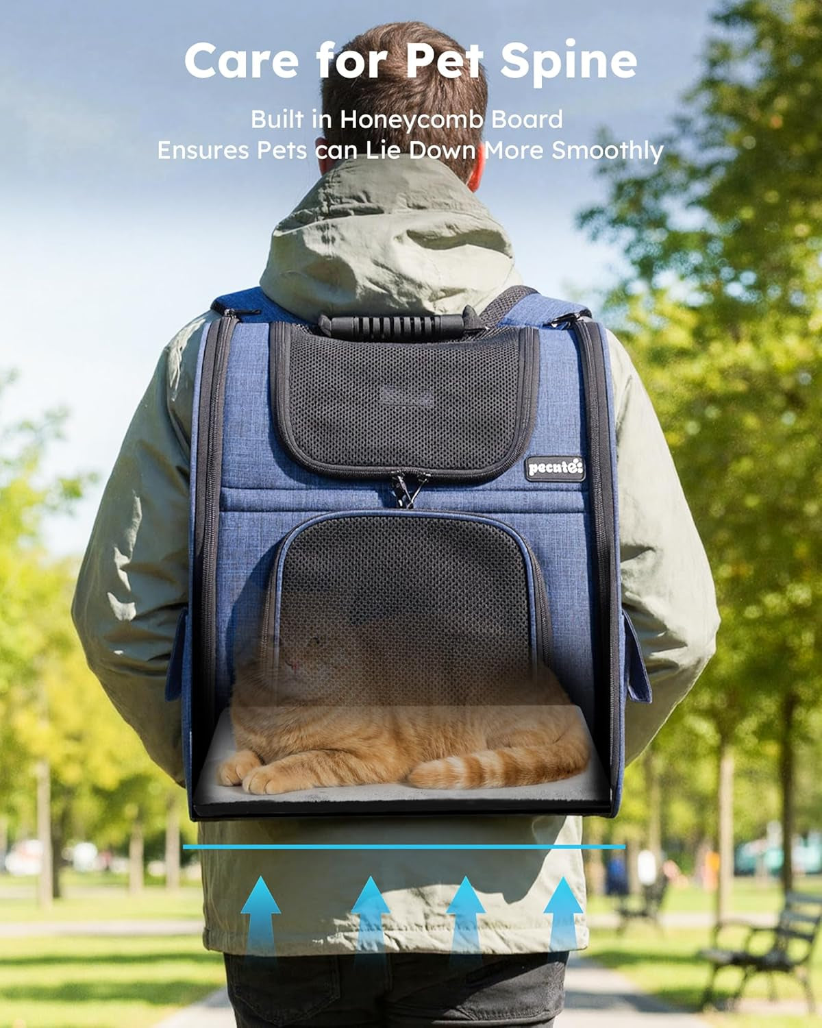 cat carrier backpack expandable, cat backpack with breathable window | durable oxford cloth, lockable zipper,use for pet under 11 lbs to travel