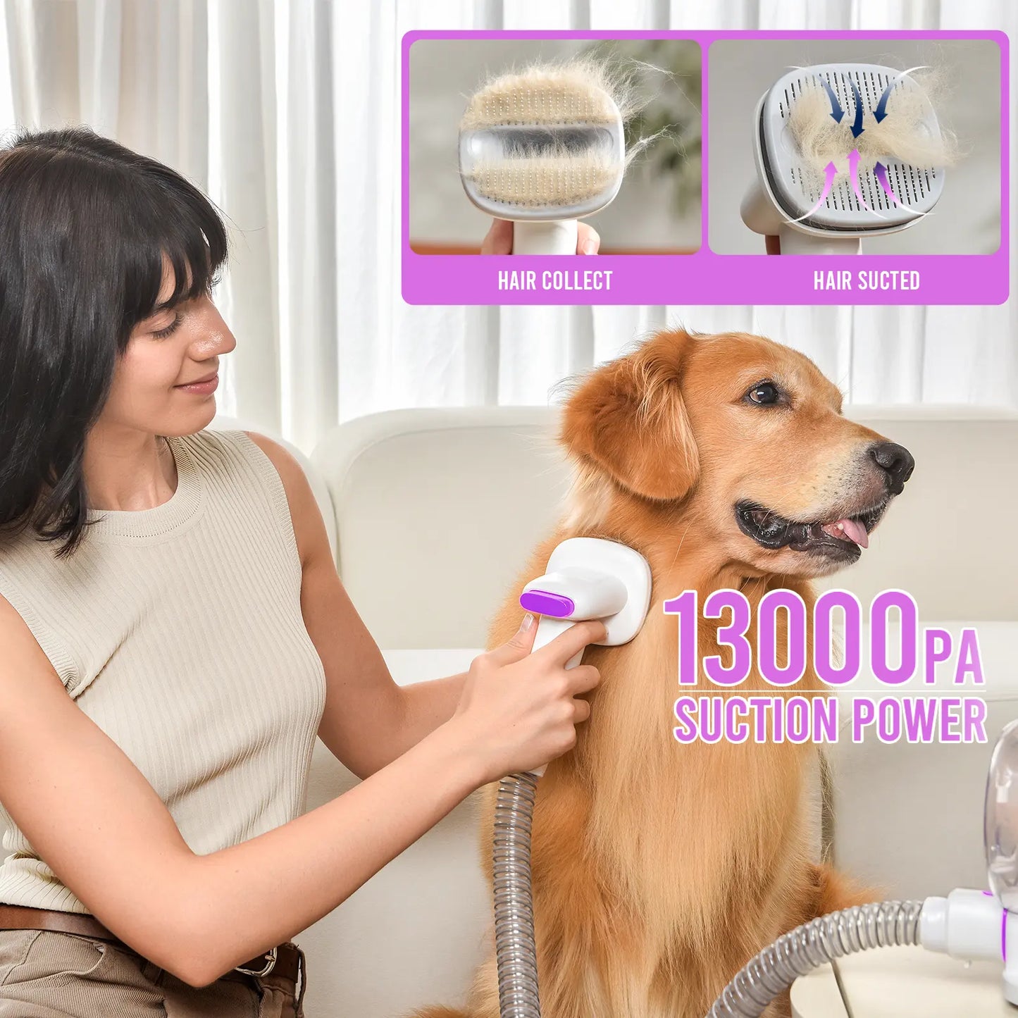 【geoorood】 geoorood dog grooming all-in-one kit with vacuum brush 2.5l large pog, stainless steel blades lightweight design 13kpa suction force portable cleaning set#dealsforyoudays #summerwins