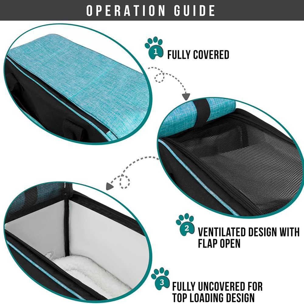 dog purse carrier for small dogs cats, tsa airline approved soft-sided pet carrier with pockets, ventilated travel tote bag with bed & shoulder strap, puppy kitten, max 12 lbs, turquoise