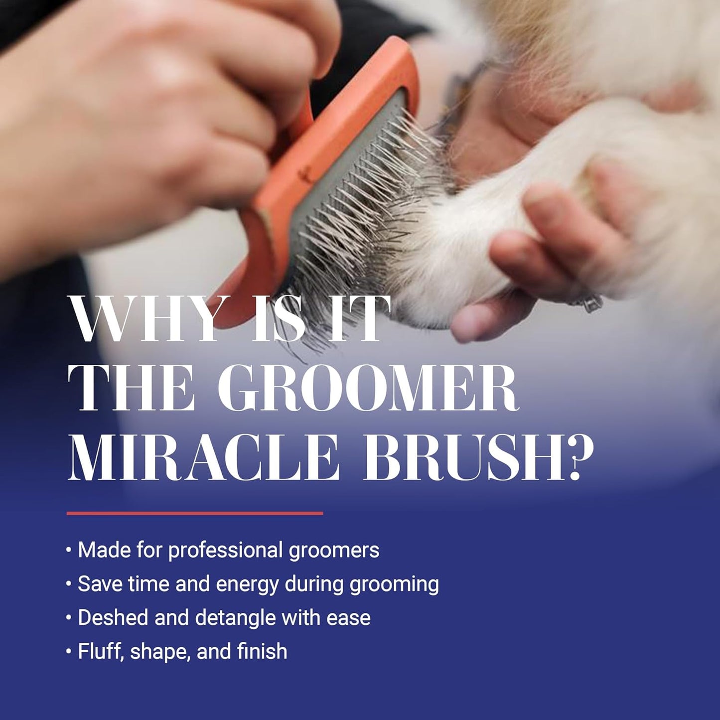 big g dog slicker brush for dogs (goldendoodles, labradoodles, poodles), groom like a professional, fluff detangle style, saves time energy, coral, large