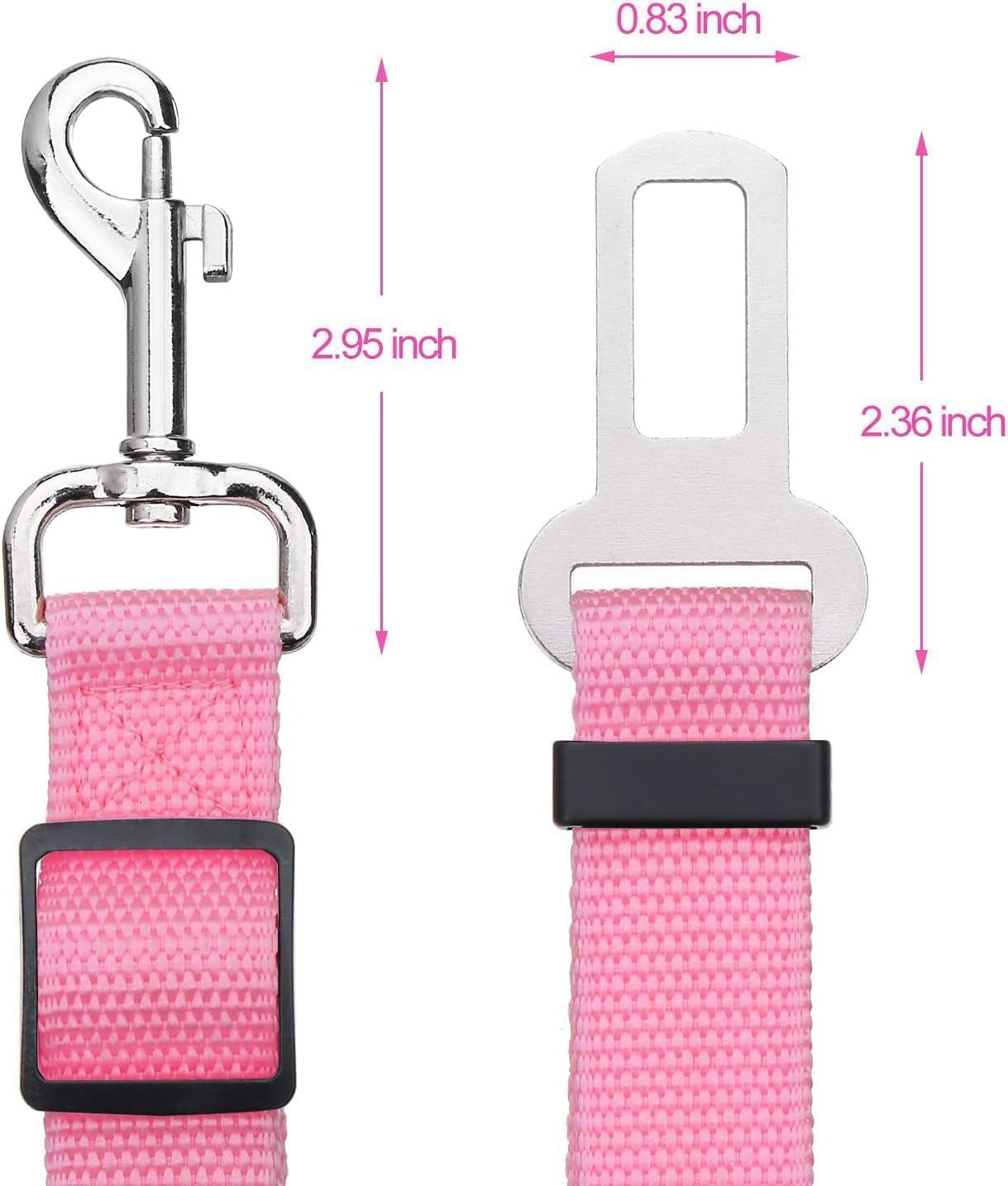 2 packs adjustable length pet dog cat car seat belt pet seat belt pet accessories for dogs cats and pets (black pink)