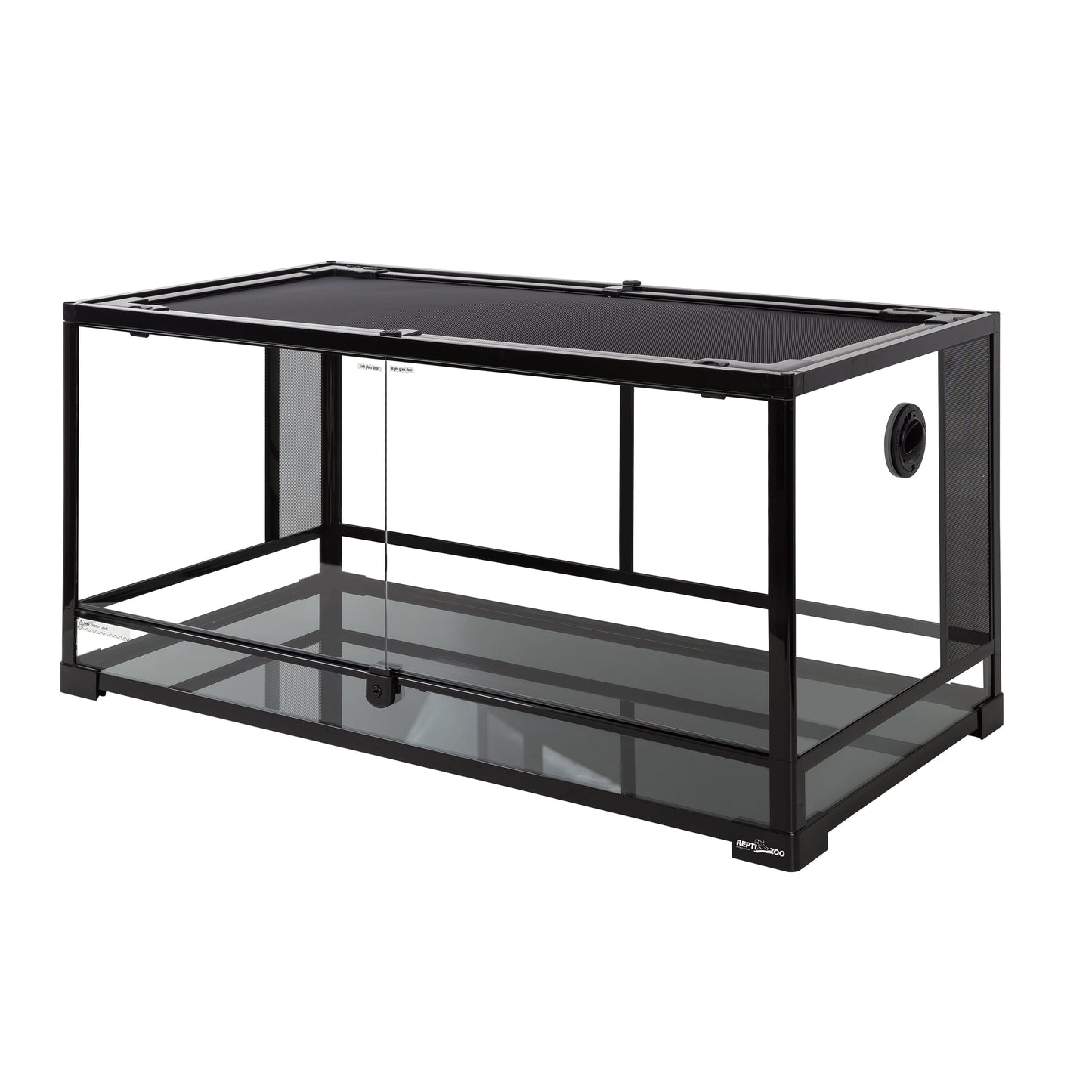 repti-zoo reptile glass terrarium, double hinge door with screen ventilation reptile 36" x 18" x 18", black