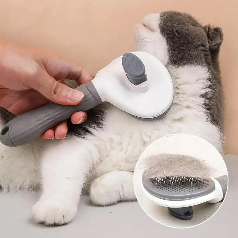 one button hair removal pet comb, pet hair removal comb, cat brush self cleaning, slicker brush for cats & dog brush, tiktok shop