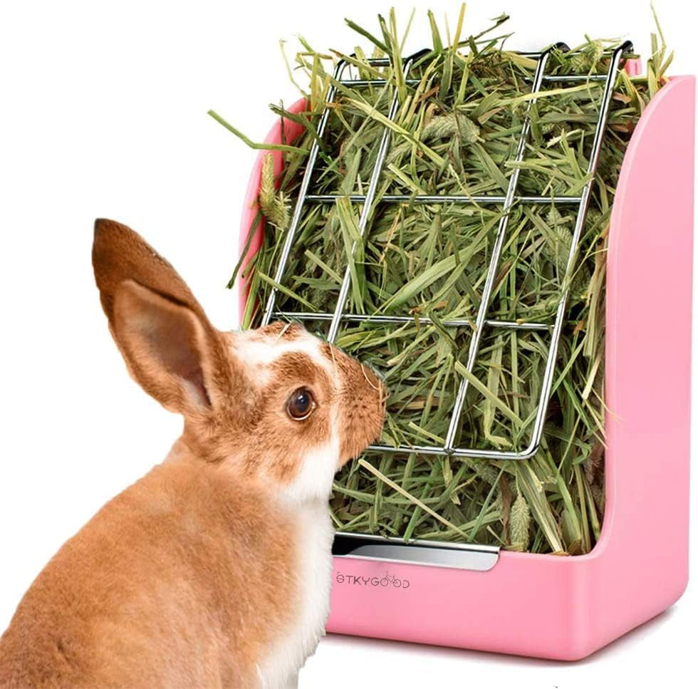 rabbit hay feeder, large capacity bunny hay rack for rabbits, guinea pigs, chinchillas, small animals, hay dispenser