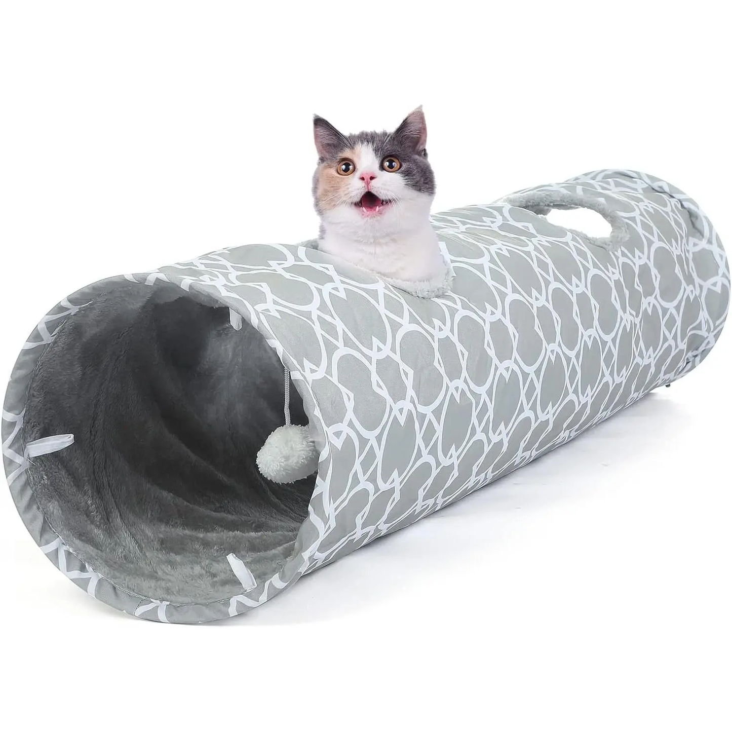 geometric cat tunnel with plush inside