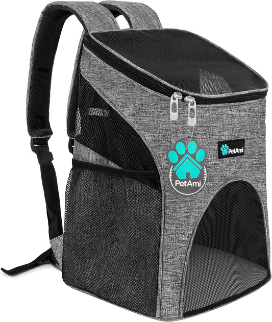 Cat Backpack Carrier, Airline Approved Pet Carrier Backpack for Small Dogs and Large Cats, Soft Sided Collapsible Ventilated with Sherpa Bed for Hiking Travel, Max 18 Lbs, Heather Gray