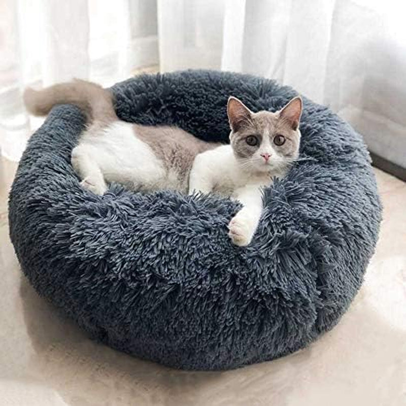 Cat Bed for Indoor Cats,Mini Plush Self Warming Kitten Bed, 20 Inch | Soft round Fluffy Dog Bed and Cat Nest for Kittens and Small Dogs, Cozy Medium Bed for Indoor and Warm Autumn or Winter Sleep